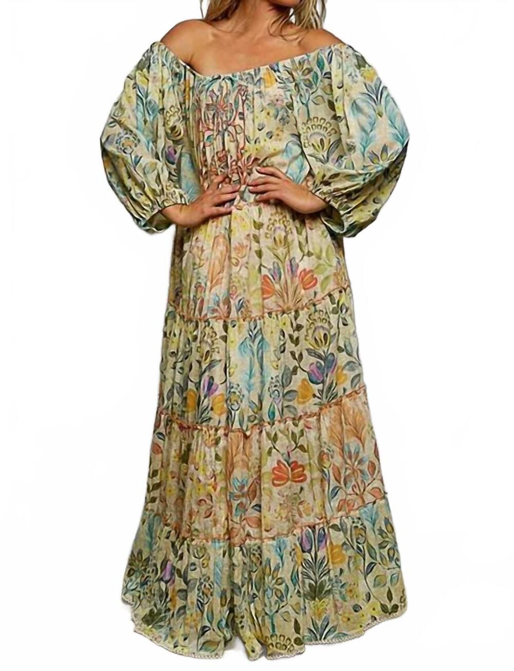 NEW POL shayla boho tiered floral maxi dress in multicolor